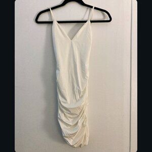 White Tight Fitted Dress with Ruche